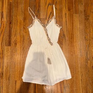 American Eagle Outfitters Cream Romper with Tan Accents